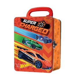 Hot Wheels Organizador Estuche Metlico Porttil para 18 Carritos 164 Diseo Vintage Retro Original Mattel - Puerta con Relieve 3D - Cierre Metlico -... 