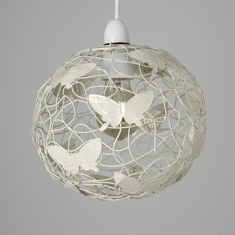 Modern Cream Wire Frame Globe Ceiling Pendant Light Shade with