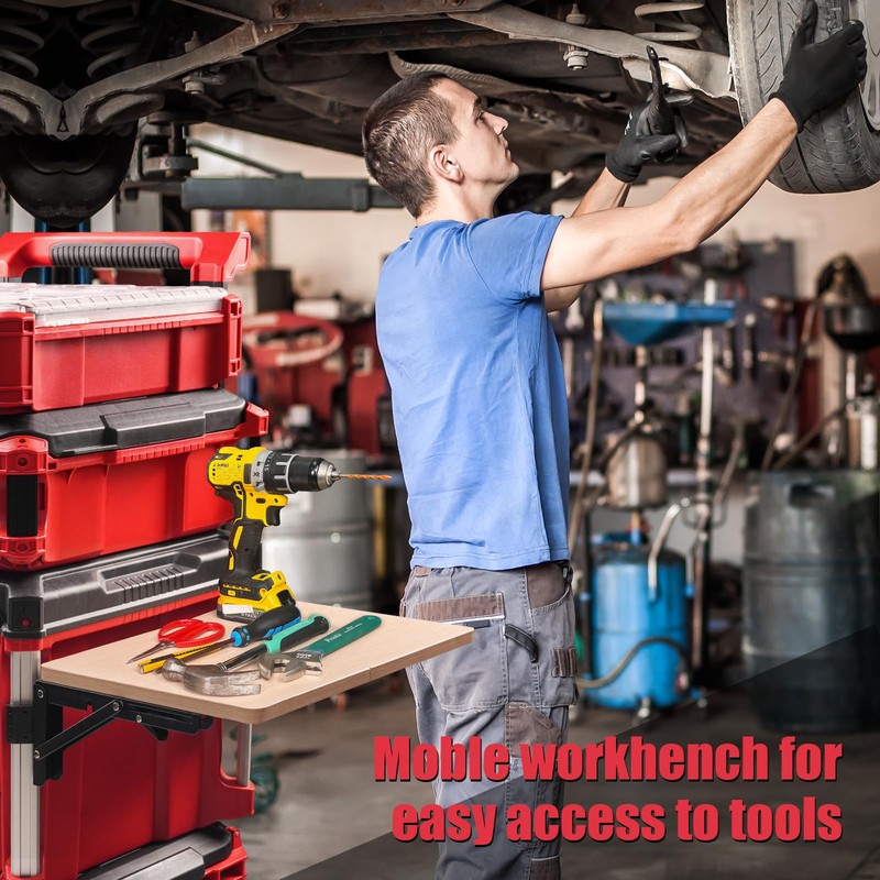 Heavy Duty Foldable Work Table Compatible with Milwaukee Packout Toolbox,Side