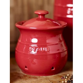 staub Garlic Keeper 40511-580 Garlic Keeper Cherry Ceramic Garlic Storage Dishwasher Safe