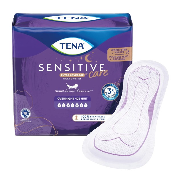Unbranded Tena Sensitive Care Extra Coverage Overnight Incontinence Pads for