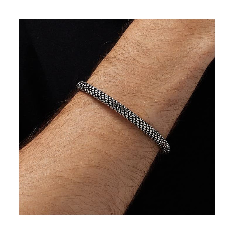 Treasure Bay Men's Solid Sterling Silver Bangle Bracelet