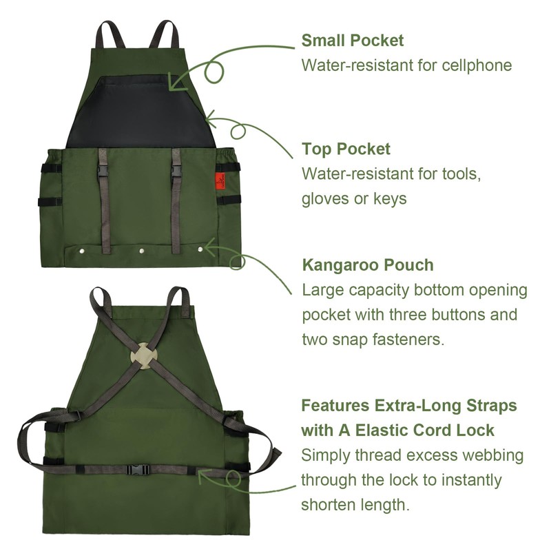 Cover Geny Gardening Apron Waterproof Cross Back Apron, 600D Heavy