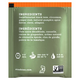 Stash Tea Decaf Pumpkin Spice Black Tea, Box of 100 Tea Bags