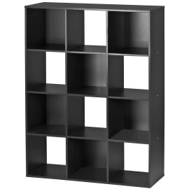 Segawe 12-Cube Storage Organizer Bookcase Home Office Display Bookshelf Shelves Black