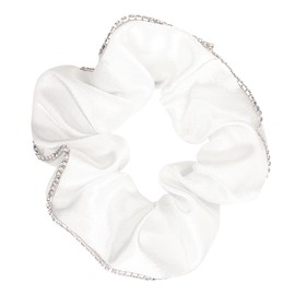 Bella Sleep + Spa Women Crystal Silky Satin Scrunchie, Large, White