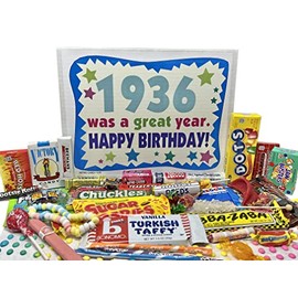 RETRO CANDY YUM ~ 1936 90th Birthday Gift Box of Nostalgic Candy from Childhood for 90 Year Old Man or Woman Born 1936