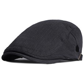 XYIYI Black Mens Cotton Newsboy Cap Flat Ivy Gatsby Driving Hat