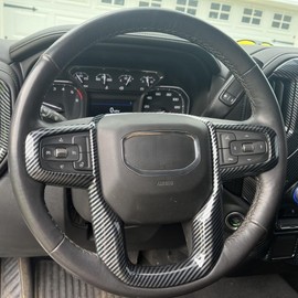 Ruihe Carbon Fiber Color Steering Wheel Decorative Trim Fit For GMC Sierra 1500 2500 3500 HD Yukon XL 2020 2021 2022 2023 2024 2025
