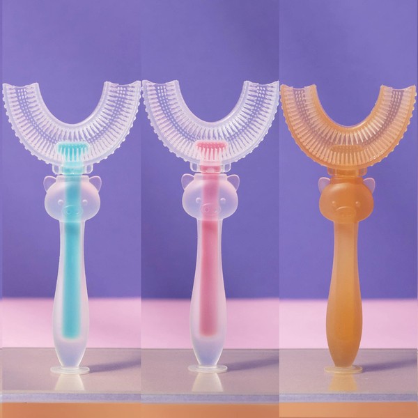 ROSEWARD 3 Pack U Shaped Toothbrush Kids Toddler Toothbrush Extra
