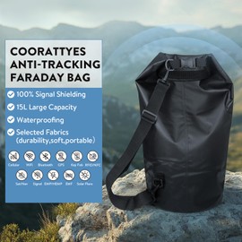 Coorattyes Waterproof Faraday Dry Bag 15l,Faraday Tote Bag For Rfid Signal Blocking,Faraday Dry Bags Emp Proof For Electronic Products Security,Anti-Tracking, Emp & Cme Shield