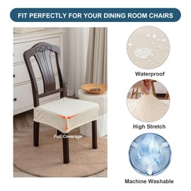 YUEANG Removable Washable Dining Chair Seat Covers Set of 2,Stretch Jacquard Chair Seat Cushion Protector Slipcovers, Rear Covers