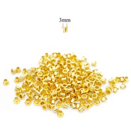 100 x 3mm Gold Eyelets for Clothing and Leather Crafts - Grommets for Adding Ribbons, Lacing and Fabric in Art and Sewing Projects - Ideal for Bags, Scrapbooking, and Clothes Repair