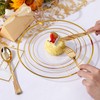 bUCLA 300Pcs Clear Gold Plastic Disposable Dinnerware Set - Clear