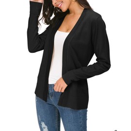 Urban CoCo Women's Long Sleeve Open Front Knit Cardigan Sweater (2XL, Black)