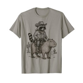 Country Cowboy Raccoon Riding Capybara Western Texas Vintage T-Shirt