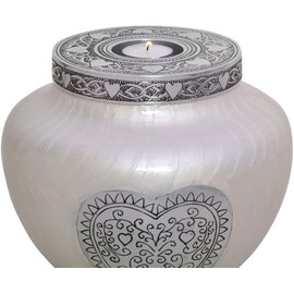 HLC Cremation Urns for Human Ashes Adult - - Keepsake urn - Display at Home - Large Funeral Urn - Modern Beautiful Memorial Urn - White Candle Cremation Urn