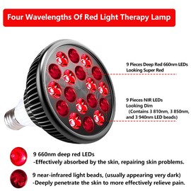 Red & Near Infrared Light Therapy Bulb – 18 LEDs with 660nm, 810nm, 850nm, 940nm Wavelengths – Wellness Light for Skin & Body – Aluminum Shell, E26 Socket