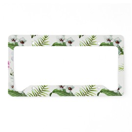 CafePress Vintage Elegant Girly Floral License Plate Holder Aluminum License Plate Frame, License Tag Holder