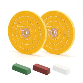 SCOTTCHEN 6inch Buffing Polishing Wheels 1/2" Arbor Hole,2 Pcs Medium (30Ply) for Bench Grinder,with Buffing Polishing Cutting Compound 4 Oz.Kit