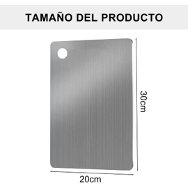 GUDREN Titanium Cutting Board, Tabla de Cortar de Acero Inoxidable, Fácil de Limpiar, Tablero de Corte de Comida de Dos Lados Portátiles, Adecuado para Carne, Frutas Y Verduras (30 * 20cm)