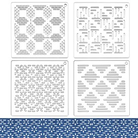 BENECREAT 4Pcs Acrylic Sashiko Stencil, Line Grid Square Embroidery Tool Drawing Line Template for Hand Quilting and Embroidery, 3mm Thick