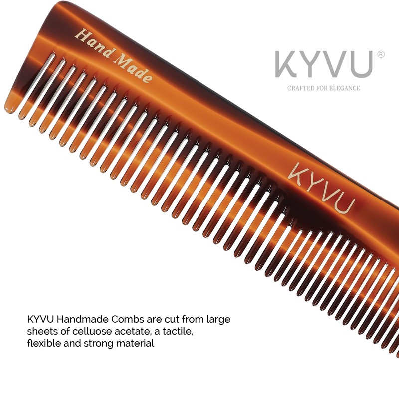 KYVU Handmade Cellulose Acetate Comb T12, 16.6 cm, FINE &