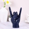 QIANLING 7.7" Blue Resin Rock On Hand Gesture Statue -