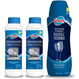 Glisten Dishwasher Magic Machine Cleaner and Disinfectant 2-Pack and Dishwasher Detergent Booster