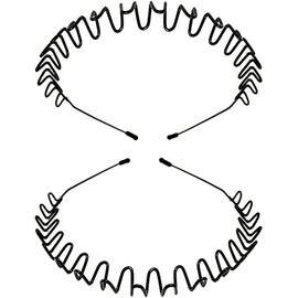 Metal Headband Head Band Unisex Black Hair Band,2Pcs Men Women's Hair Hoop Clips,Unisex Black Wavy Spring Headband,Wavy Hairband Spring Hair Hoop Sports Fashion Hair Bands,Men's Hair Band Hoop Clips