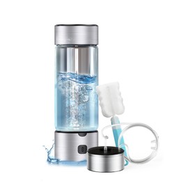 Portable Hydrogen Water Bottle – 460ml Hydrogen Generator with Rechargeable Base, SPE/PEM Ionizer Tech for High Hydrogen Concentration, Fast Electrolysis in 3 Mins for Travel, Office, Fitness