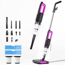 cjdropshipping Ultra-Light Corded Bagless Vacuum for Carpet and Hard Floor Cleaning ，Converts to a Hand Vacuum，Comes with a Variety of Different Accessory Cleaning Heads(Black Rose Red)