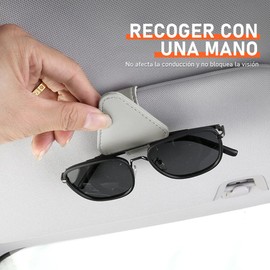 Soporte para Gafas de Sol para Visera de Coche,Clip Magnético de Cuero para Tarjeta de Boleto para Accesorios de Visera de Coche para Anteojos de Pierna Fina, Soporte Magnético para Anteojos, Negro