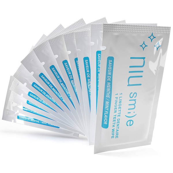 Niusmile Finger Teeth Wipes | 24 Disposable Oral Brush Ups | Latex Free | Mint Flavor