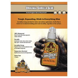 Gorilla Original Waterproof Polyurethane Glue, 8 ounce Bottle, Brown, (Pack of 9)