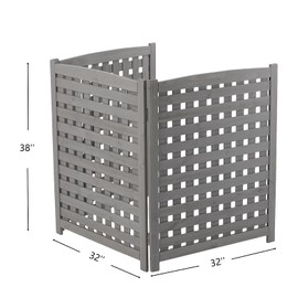 32" W x 38" H Air Conditioner Fence,3 Panels Privacy Screen for Outside,Easy Install Outdoor Wood Privacy Fence for Garden Backyard & Patio (Lattice Grey)