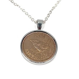Solid Round Pendant 1951 Lucky Farthing 74th Birthday plus a Sterling Silver 18in Chain SLV