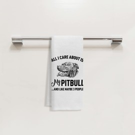 All I Care About is My Pitbull Kitchen Dish Towels Dishcloths,Funny Puppy Dog Tea Towels Hand Towels for Bathroom Kitchen,Gifts for Dog Lovers Pitbull Mom Women Girls