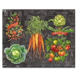 CounterArt Chalkboard Veggies Glass Cutting Board, 15 x 12 Inches
