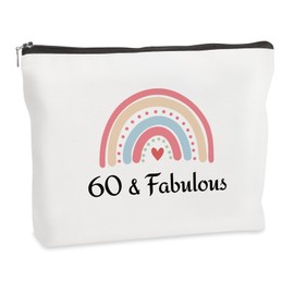 WRNZL 60th Birthday Gifts for Women Fabulous 60 Year Old Birthday Accessories Party Decorations Christmas Stocking Stuffers Gift Idea Makeup Bag for Mum Grandma Best Friend Sister Wife Auntie Presents