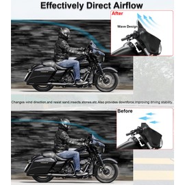 6" Wave Windshield Windscreen Compatible with Harley Davidson Touring Electra Glide Street Glide Tri Glide Ultra Classic Ultra Limited 1996-2013 (Black)
