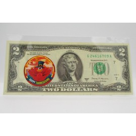 Unbranded Happy Thanksgiving $2 Bill Uncirculated Genuine US Currency Collectable Keepsake