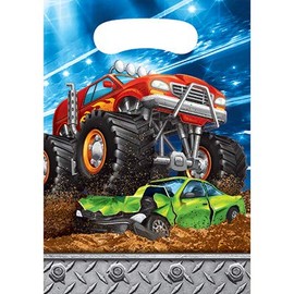 Club Pack Monster Truck Rally Birthday Printed Plastic Favor Bags, Box of 96