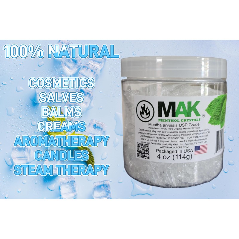 Mak Menthol Crystals 4 oz - Pure Organic 100% Natural