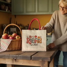 Apurioni Women's Retirement Canvas Bag, Reusable Retirement Canvas Tote, Best Retirement Gift for Teachers, Moms, Nurses, Doctors, Co-workers, Boss Lady