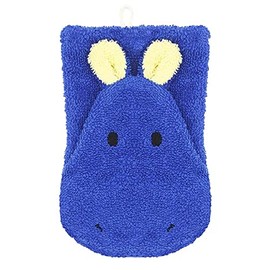 BIONATURE Organic Cotton Wash Mitt Hippo Blue Large
