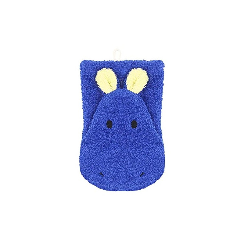 BIONATURE Organic Cotton Wash Mitt Hippo Blue Large