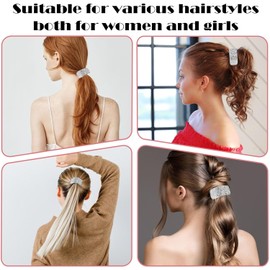 4Pcs Rhinestone Hair Scrunchies Crystal Hair Ties Rubber Bands Chic Elastic Ponytail Holder No Damage Bling Sparkles Diamond Hair Accessories for Women Girls Thin Hair Fashion Headbands (Silvery, One size)