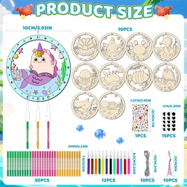 RVLZKCPG 10 Stück Meertier Windspiel Bastelset Kinder, Ozean Windspiel Basteln Kreativsets, Holz Meertier Windspiele Basteln, Kinder Ozeantiere Windspiel für Mädchen Junge Kindergeburtstag