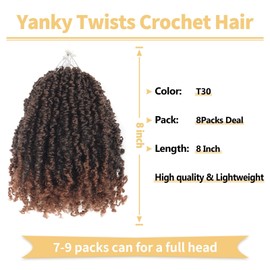 8 Inch Yanky Twist Crochet Hair for Black Women